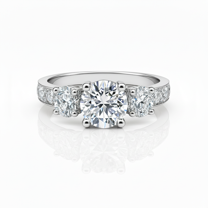 Lab Grown Three Stone Diamond Ring 1.80CTW set in 14k Gold