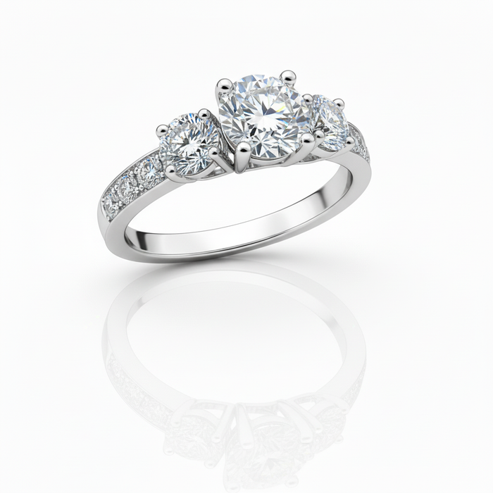 Lab Grown Three Stone Diamond Ring 1.80CTW set in 14k Gold