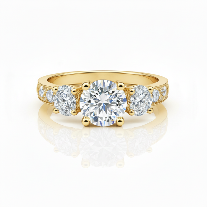 Lab Grown Three Stone Diamond Ring 1.80CTW set in 14k Gold