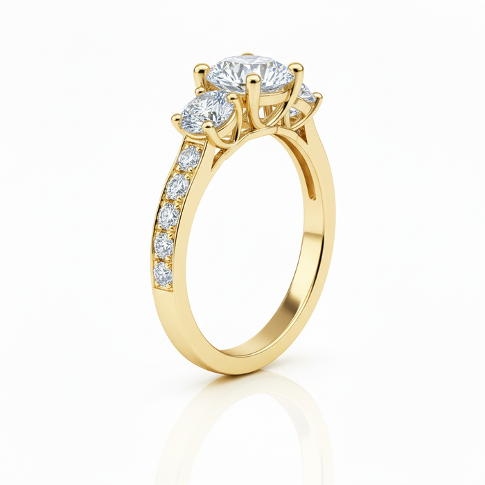 Lab Grown Three Stone Diamond Ring 1.80CTW set in 14k Gold