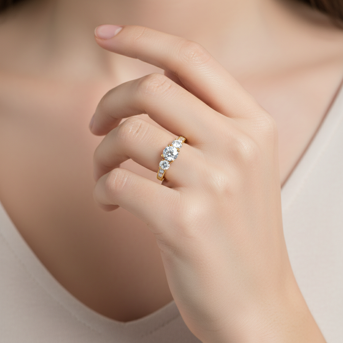 Lab Grown Three Stone Diamond Ring 1.80CTW set in 14k Gold