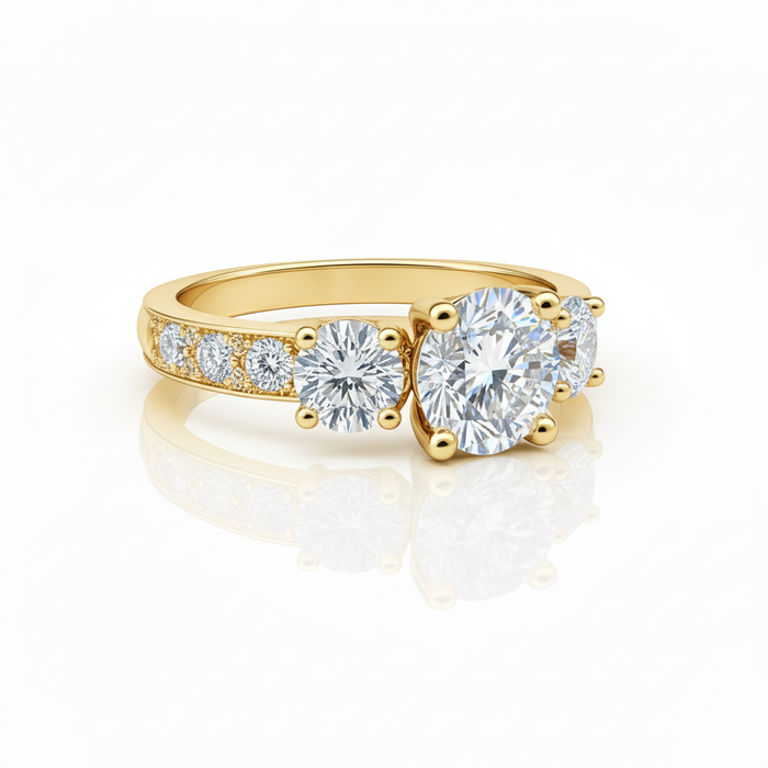 Lab Grown Three Stone Diamond Ring 1.80CTW set in 14k Gold