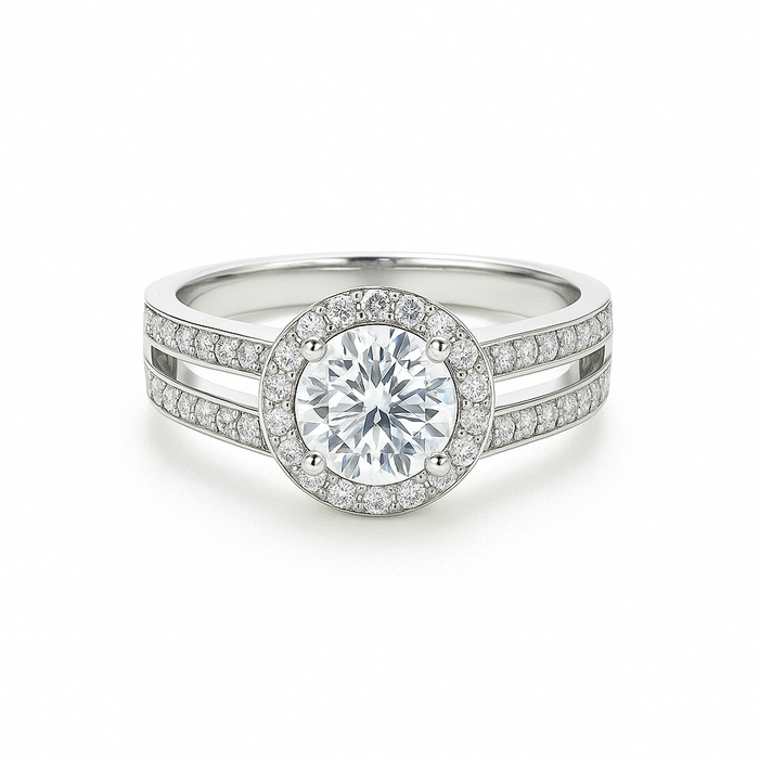 Split Band Lab Grown Diamond Engagement Ring 1.00CTW set in 14k Gold