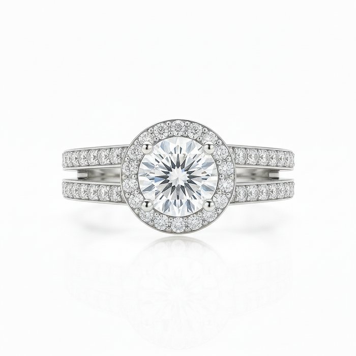 Split Band Lab Grown Diamond Engagement Ring 1.00CTW set in 14k Gold