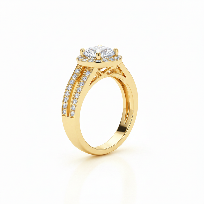 Split Band Lab Grown Diamond Engagement Ring 1.00CTW set in 14k Gold