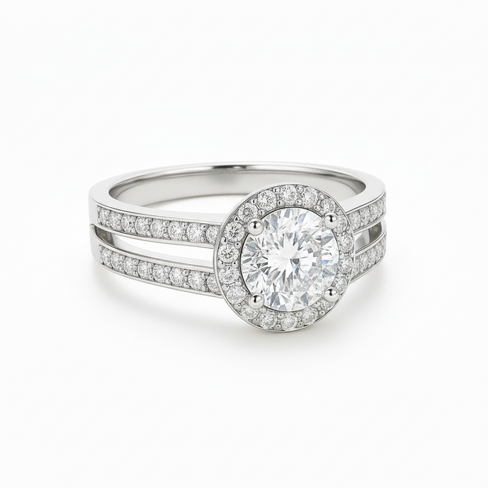 Split Band Lab Grown Diamond Engagement Ring 1.00CTW set in 14k Gold