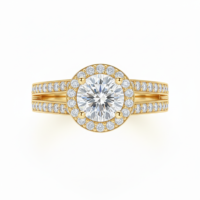 Split Band Lab Grown Diamond Engagement Ring 1.00CTW set in 14k Gold