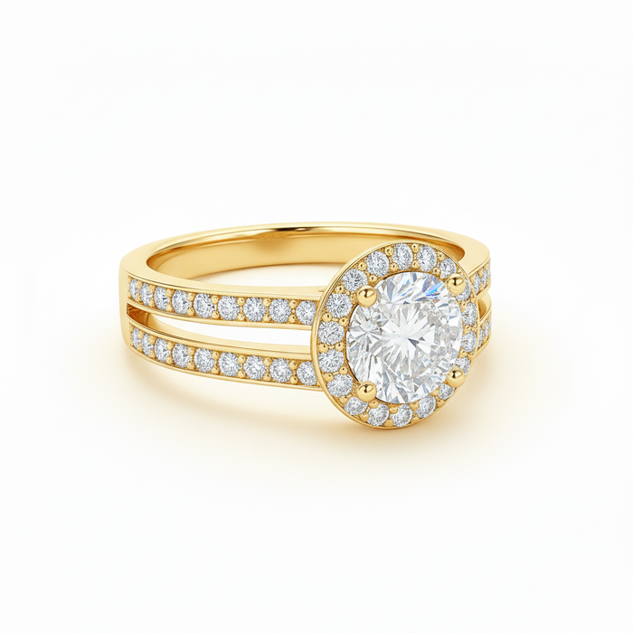 Split Band Lab Grown Diamond Engagement Ring 1.00CTW set in 14k Gold