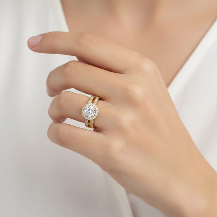 Split Band Lab Grown Diamond Engagement Ring 1.00CTW set in 14k Gold