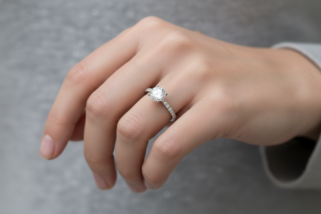 Fancy Lab Grown Diamond Engagement Ring 0.45CTW set in 14k Gold