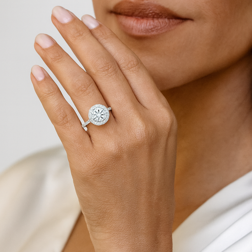 Halo Round Diamond Ring 1.50 CTW in 14k Gold