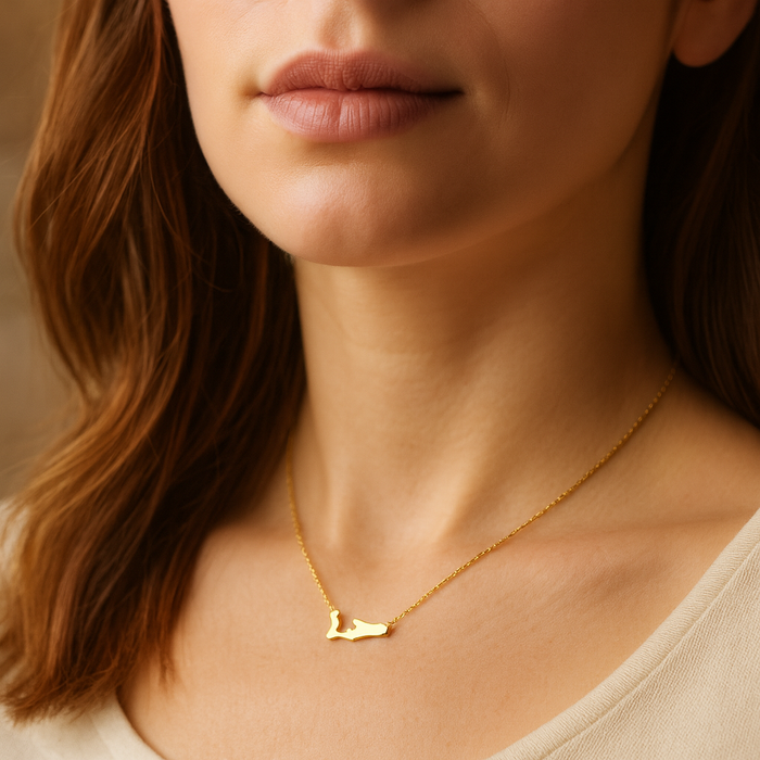 Small Grand Cayman Islands Map Necklace - 14k Yellow, White, or Rose Gold