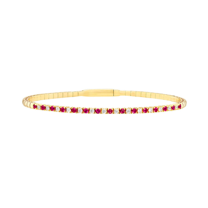 1.50 CTW Half Eternity Ruby and Diamond Flex Bangle