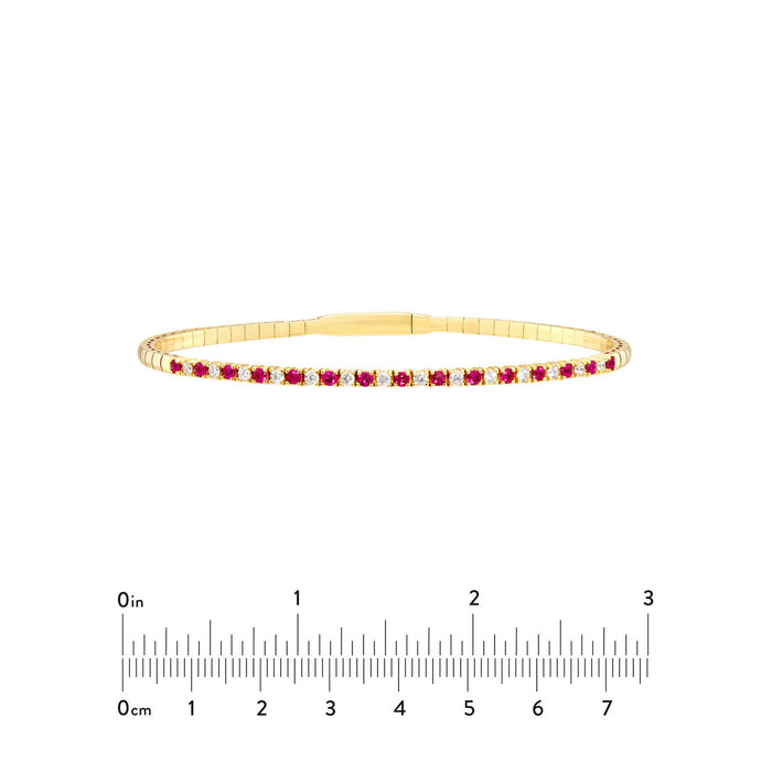 1.50 CTW Half Eternity Ruby and Diamond Flex Bangle