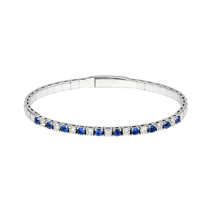 2.40 CTW Half Eternity Sapphire and Diamond Flex Bangle