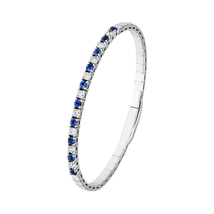 2.40 CTW Half Eternity Sapphire and Diamond Flex Bangle