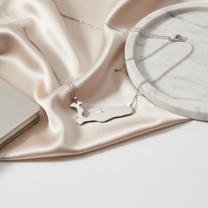 Large Grand Cayman Islands Map Necklace - 14k Yellow, White, or Rose Gold