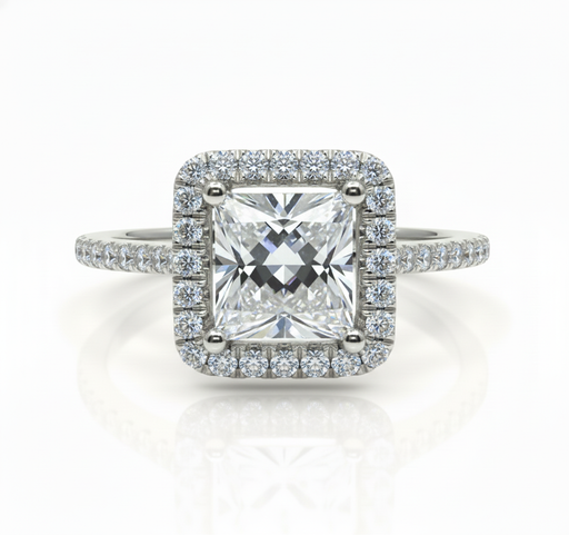 Princess Lab Grown Diamond Ring 2.65CTW set in 14k Gold with matching band