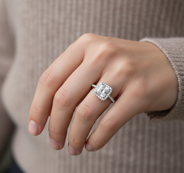 Princess Lab Grown Diamond Ring 2.65CTW set in 14k Gold with matching band