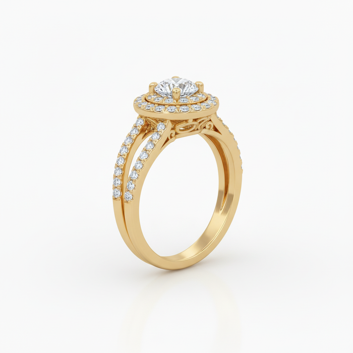 Lab Grown Round Diamond Ring 1.10CTW in 14k Gold
