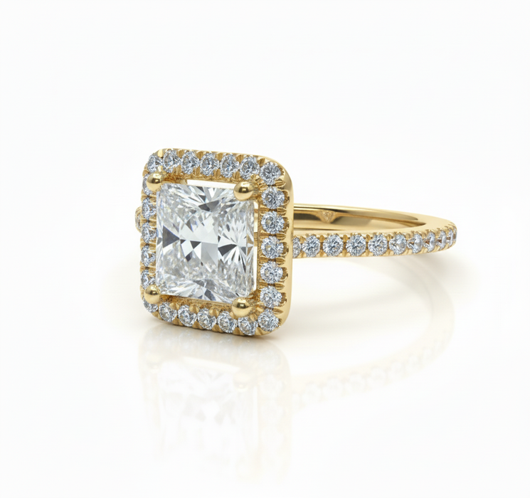 Princess Lab Grown Diamond Ring 2.65CTW set in 14k Gold with matching band