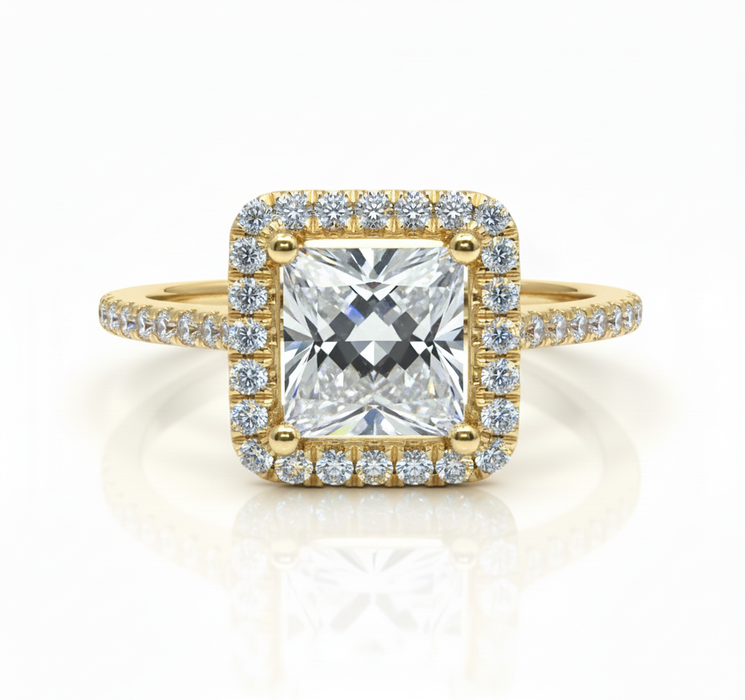 Princess Lab Grown Diamond Ring 2.65CTW set in 14k Gold with matching band