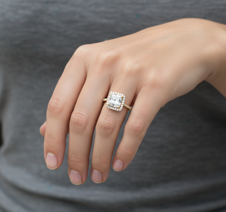 Princess Lab Grown Diamond Ring 2.65CTW set in 14k Gold with matching band