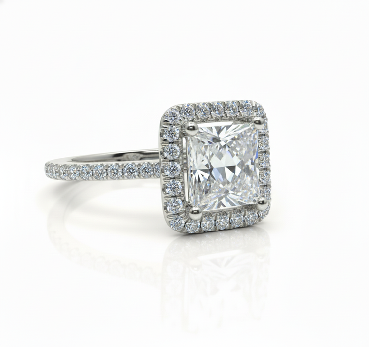 Princess Lab Grown Diamond Ring 2.65CTW set in 14k Gold with matching band