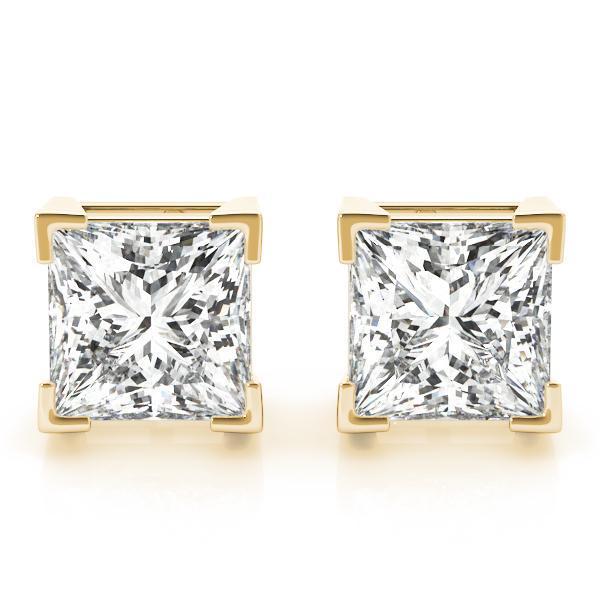 Diamond Stud Earrings Princess 1.00 ct tw 14kt Gold