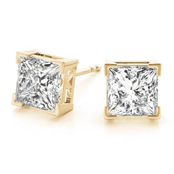 Diamond Stud Earrings Princess 1.00 ct tw 14kt Gold