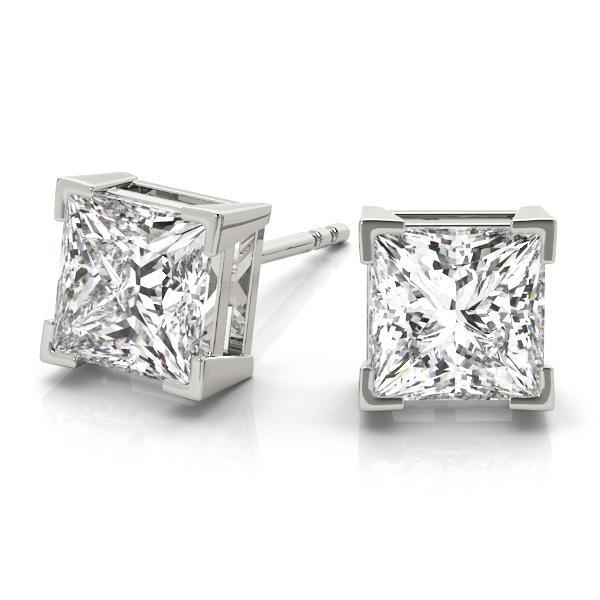 Diamond Stud Earrings Princess 1.00 ct tw 14kt Gold