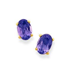 Tanzanite 1.10 ct tw earrings with 14kt Gold