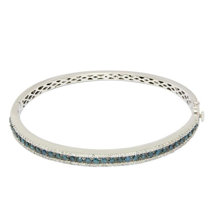 Blue and White Diamond Bangle 3.37cttw 14kt Gold