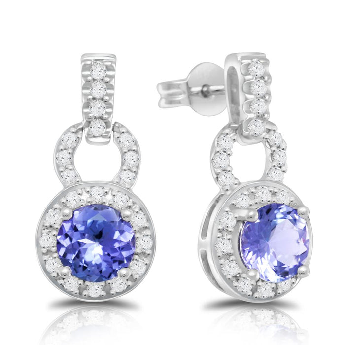 Tanzanite 1.20 ct tw earrings with 0.60 ct tw Diamonds & 14kt Gold