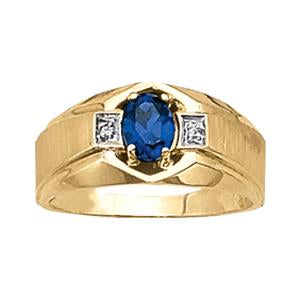 Men's Sapphire 0.50ct and Diamond Ring 0.02ct tw 14kt Gold