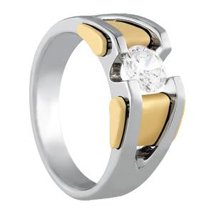 Men's Solitaire Diamond Ring 1.04 ct tw 14kt Gold Yellow & White Gold