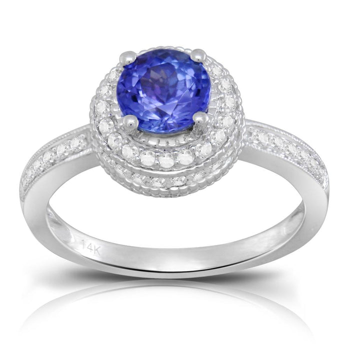Tanzanite 0.78 ct tw Ring with 0.62 ct tw Diamonds in 14kt Gold