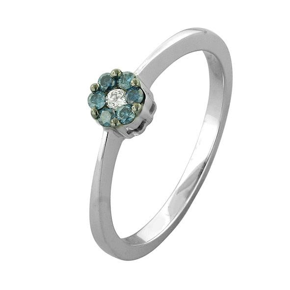 Blue and White Diamond Ring 0.34cttw 14kt Gold
