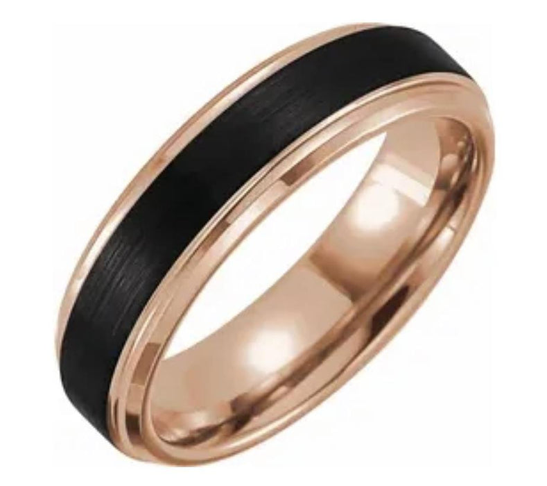 Wedding Band 14kt Gold 6MM With Black Onyx