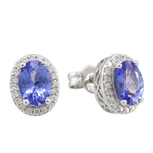 Tanzanite 1.10 ct tw earrings with 0.30 ct tw Diamonds & 14kt Gold