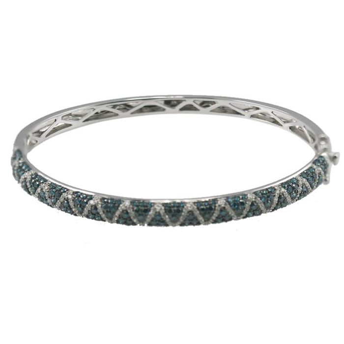 Blue and White Diamond Bangle 3.50cttw 14kt Gold