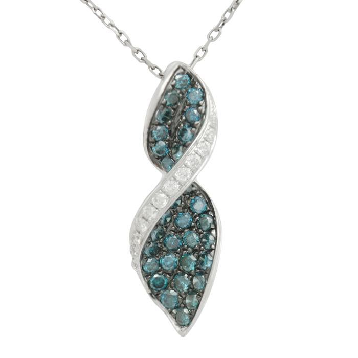 Blue and White Diamond Necklace 1.50cttw 14kt Gold