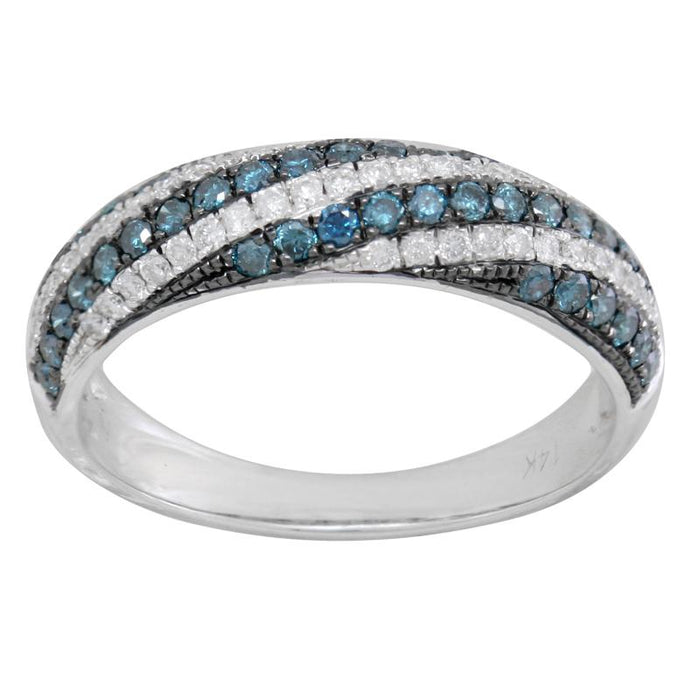 Blue and White Diamond Ring 0.89cttw 14kt Gold
