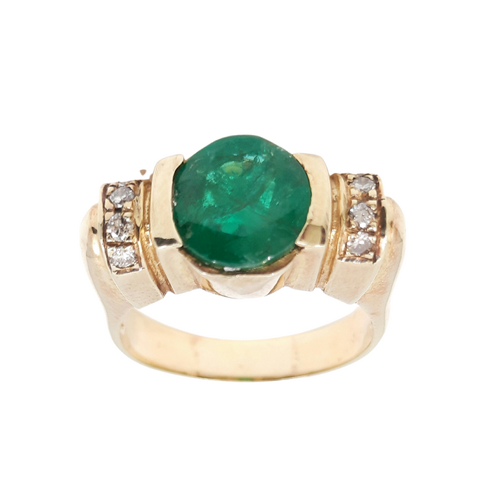Emerald 3.40cttw and Diamond 0.40ct tw Women's Ring 14kt Gold