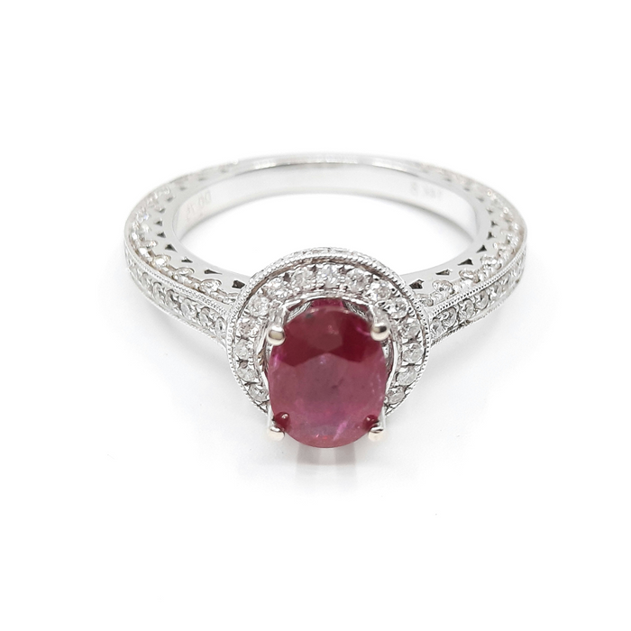 Ruby 1.10ct tw and Diamond 0.75ct tw Women's Ring 14kt Gold