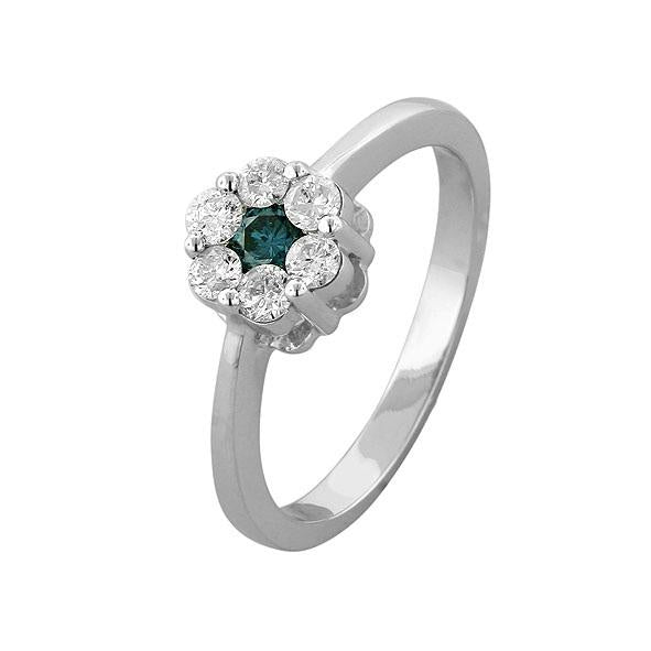 Blue and White Diamond Ring 0.33cttw 14kt Gold