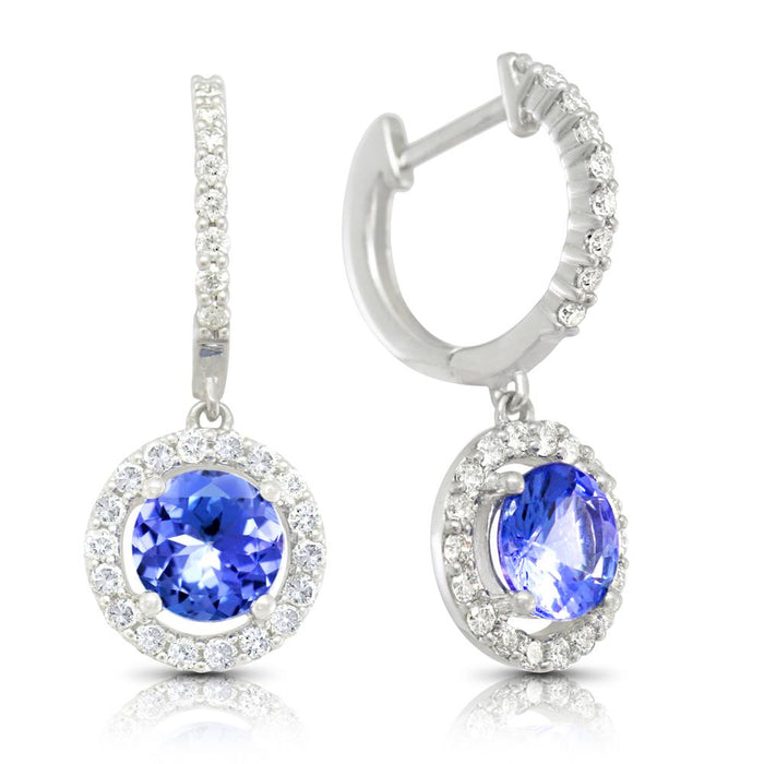 Tanzanite 1.75 ct tw earrings with 0.65 ct tw diamonds & 14kt Gold
