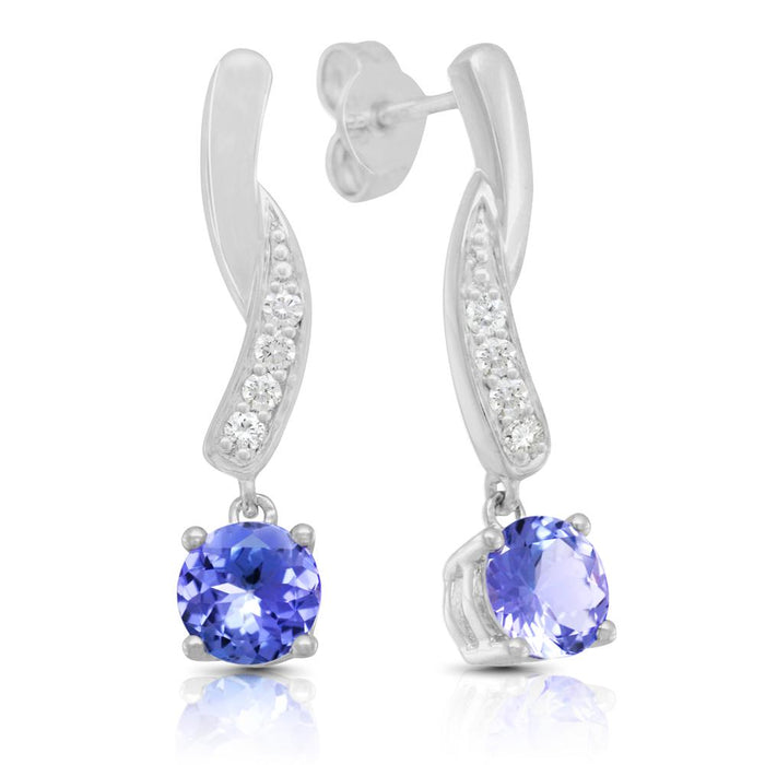 Tanzanite 1.80 ct tw earrings with 0.30 ct tw diamonds & 14kt Gold