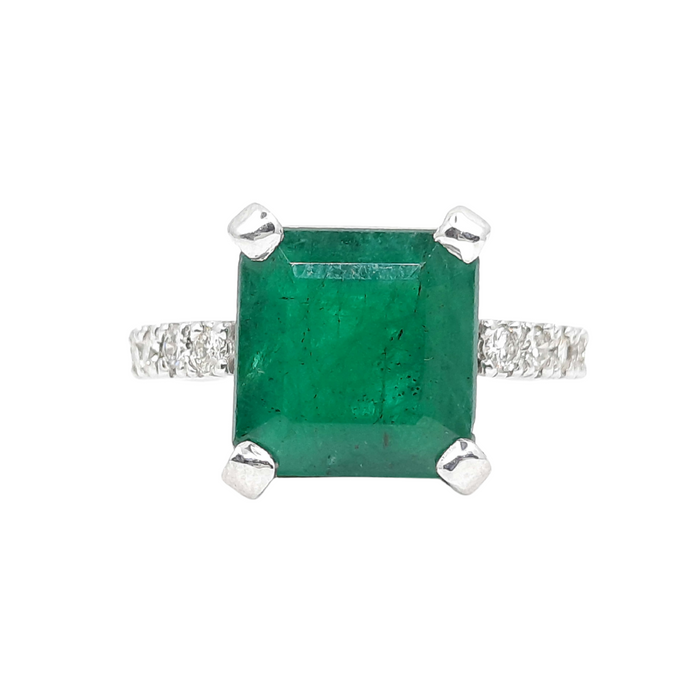 Emerald 6.36ct tw and Diamond 0.48ct tw Women's Ring 14kt Gold