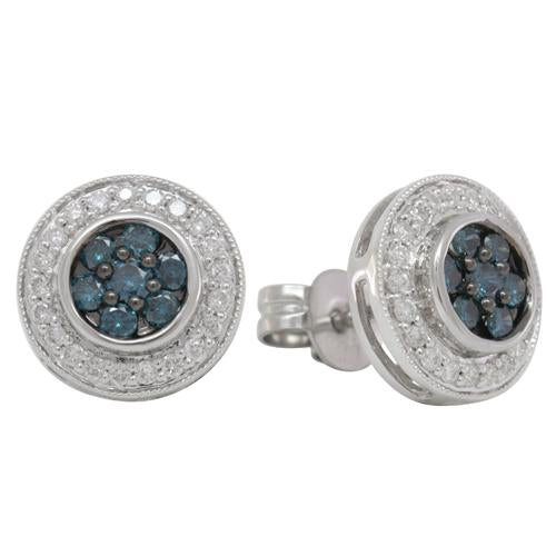 Blue and White Diamond Earring 1.68cttw 14kt Gold